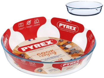 Форма для запекания Pyrex, круглая, боросиликатное стекло, 2,1л, 26см, цвет прозрачный