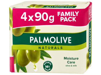 Мило тверде Palmolive Naturals Moisture Care, олива та молочко, 90 г (4 шт)