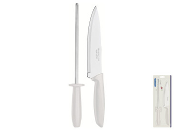 Набор ножів Tramontina Plenus Light Grey, ніж-17,8см, мусат (ціна за набір 2шт) 7891112229266