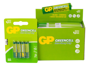 Батарейка сольова GP Greencell, 1.5V, AAA, R03 (ціна за упаковку 40шт, 10 аркушів по 4шт)