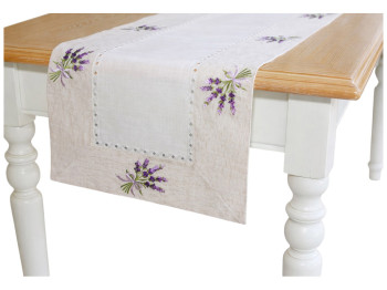Дорожка на стол льняная с вышивкой Lavender Linen, 40х150см