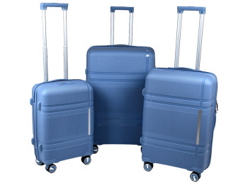 Чемодан полипропилен (PP) 20/24/28, синий (цена за набор 3шт)