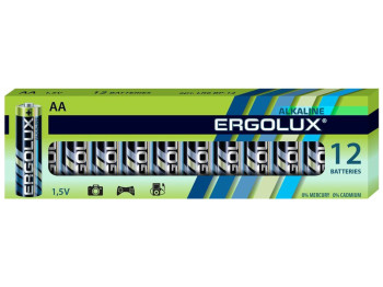 Батарейка алкалінова Ergolux Alkaline, 1,5V, AA, LR6 (ціна за упаковку 12шт) 4895117870990