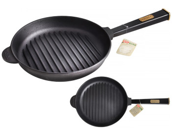 Сковорода-гриль чугунная Brizoll Optima-Black съемная ручка D28см, 52,8х29,2х6см О2850Г-Р1