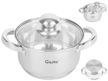 Кастрюля с крышкой GUSTO Nuovo капсульное дно, нержавеющая сталь 1,9л D16см GT-1500-16