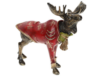 Декоративная фигура Лось в пиджаке 30см, цвет - красный
