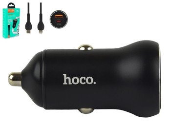 Автомобильное зарядное устройство Hoco NZ5 Smooth road PD30W+QC3.0 Type-C to Lightning, Чёрный