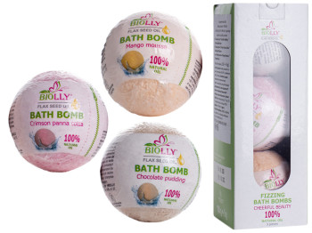 Набор косметический бомб для ванн Biolly Cheerful Beauty 3шт по 100г 