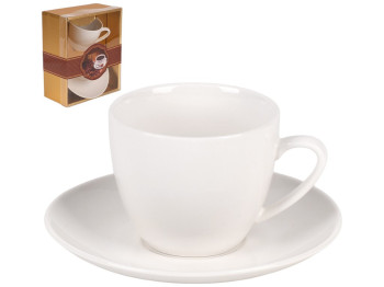 Чашка с блюдцем Coffee, керамика, 230мл, цвет белый