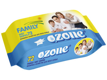 Вологі серветки для всієї родини "OZONE" "З екстрактом ромашки" 72 шт