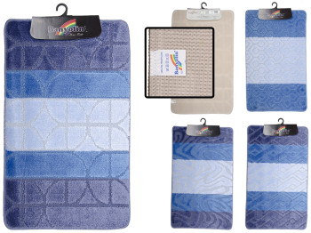 Коврик в ванную комнату Banyolin SILVER (синий) прорезиненный, ворс 11мм, 100х60см 1шт