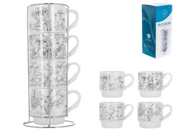 Набор чашек Limited Edition Blossom, на метал.подставке, 345мл (цена за набор 4шт) 6900065096137