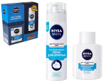 Набор подарочный Nivea "Охлаждающий" 2019 (пена для бритья 200мл, бальзам после бритья 100мл)