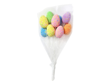 Пасхальный декор Easter eggs с посыпкой на палочках, набор 9 шт, 20×3см (цена за уп)