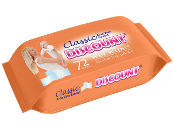 Вологі серветки дитячі "Discount" "З екстрактом алое вера" 72 шт
