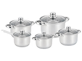 Набор кастрюль с крышкой Benson, из нержавеющей стали (цена за набор 12 предметов)