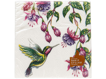 Серветки паперові двошарові La Fleur Колібрі, 33×33 см, 16 шт