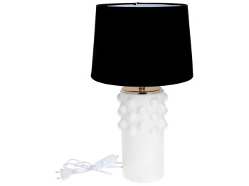 Лампа настільна з керамічною основою та тканинним абажуром, 49см, колір - білий з чорним