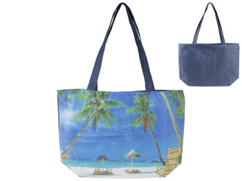 Сумка пляжна Лазурний берег з ручками, на блискавці (колір синій) 47х13х34см