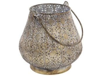 Декоративный металлический подсвечник со стеклянной колбой, 17,5см