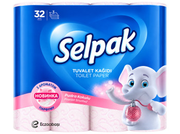 Туалетная бумага Selpak Perfumed, 3-слойная, аромат пудры, 32 рулона (цена за упаковку)