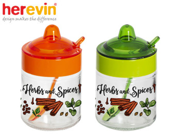 Спецовница с ложкой Herevin Spice Mix стеклянная 200мл 81109
