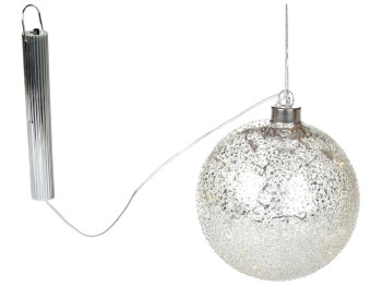 Елочный шар с LED-подсветкой, 12см (8 ламп), цвет - серебро с покрытием "лед"