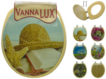 Сидіння з кришкою для унітазу м'яке Vanna Lux колір жовтий з малюнком