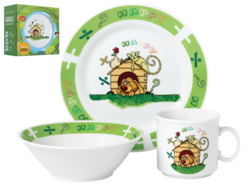 Набор посуды детской фарфор Limited Edition Happy day 2 3 предмета (чашка, тарелка, супник) 86164