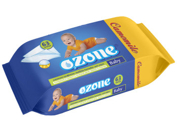 Вологі серветки дитячі "OZONE" "З екстрактом ромашки" 63шт