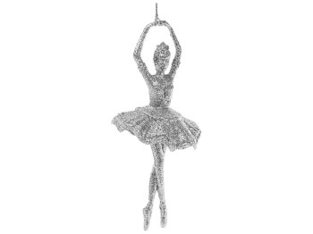 Елочное украшение Балерина, 17см, цвет - серебро