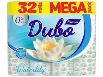 Туалетная бумага Диво Premio Elegant Waterlily, 3х слойная, 150 отрывов, 32 рулона