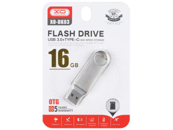 USB флеш-накопитель XO DK03 USB3.0+Type C 16GB, Стальной