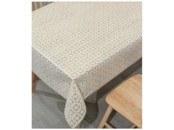 Клеенка Lace, ПВХ, 1,37×20м, цвет бежевый, дизайн Square Lace (цена за рулон)