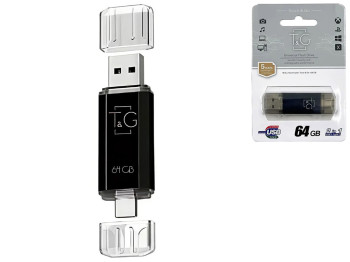 USB флеш-накопичувач 3.0 T&G 64gb USB/Type C 009, колір чорний