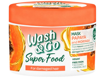 Маска для волосся Wash and Go Super Food, папая та моринга, для пошкодженого волосся, 300 мл