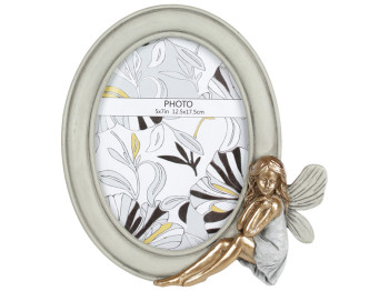 Фоторамкаграфії овальна Фея, 21,5см, розмір фото - 13х18см, колір - мятний із золотом