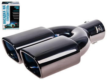 Насадка на глушитель VITOL НГ-0352-BK, вход D64мм, длина 280мм, 2 выхода 107х70мм