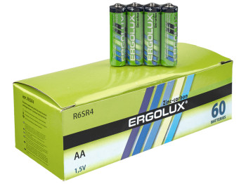 Батарейка солевая Ergolux Zink-carbon 1,5V, AA, R6 (цена за спайку 4шт)