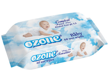 Вологі серветки дитячі "OZONE" "З екстрактом календули і вітаміном Е" 60 шт