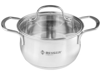 Кастрюля Besser "Eterna" с крышкой, все типы плит, капсульное дно, нерж.сталь D16см, 1,9л