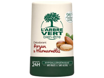 Дезодорант шариковый L’Arbre Vert Argan & Hamamelis, без спирта, 50 мл