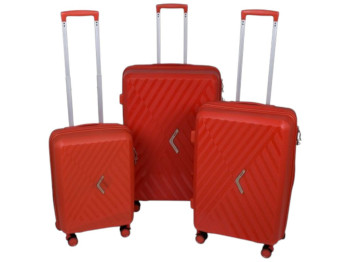 Чемодан с кодовым замком, полипропилен, 20/24/28, цвет красный (цена за набор 3шт)