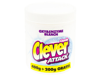 Отбеливатель Clever Attack в порошке 400гр+200гр бонус (Польша) 