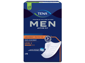 Прокладки урологічні Tena Men Active Fit Level 3, для чоловіків, 5 крапель, 237×116×159мм, 16шт