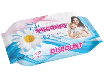 Вологі серветки дитячі "Discount" "З екстрактом ромашки" 60 шт