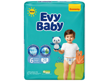 Подгузники детские Evy Baby Extra Large, размер 6, 16–25 кг (26 шт)
