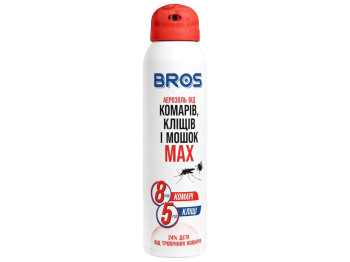 Средство от комаров, клещей и мошек Bros MAX, репеллент, аэрозоль, 90мл