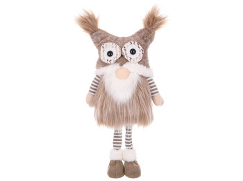 Мягкая игрушка Гном в шапке сова, 30x19x70см, цвет – бежевый