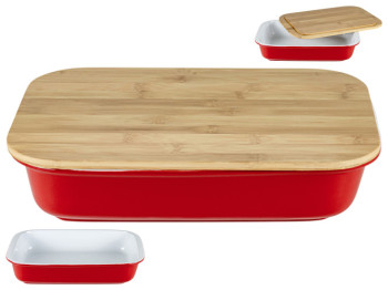 Форма с бамбуковой крышкой Limited Edition Casa, 37,5х25х7,5см, 3,5л, красная, 6900066848285